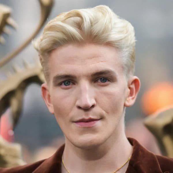 Modern Textured Pompadour hairstyle for oval face shape - men's short wavy hair